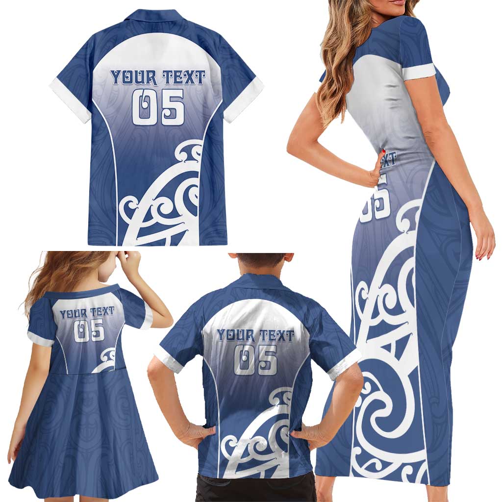 Custom New Zealand Aotea College Family Matching Short Sleeve Bodycon Dress and Hawaiian Shirt Maori Koru Pattern LT05 - Polynesian Pride