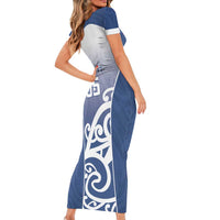 Custom New Zealand Aotea College Family Matching Short Sleeve Bodycon Dress and Hawaiian Shirt Maori Koru Pattern LT05 - Polynesian Pride