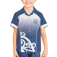 Custom New Zealand Aotea College Family Matching Short Sleeve Bodycon Dress and Hawaiian Shirt Maori Koru Pattern LT05 Son's Shirt Blue - Polynesian Pride