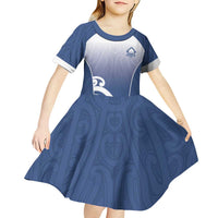 Custom New Zealand Aotea College Kid Short Sleeve Dress Maori Koru Pattern