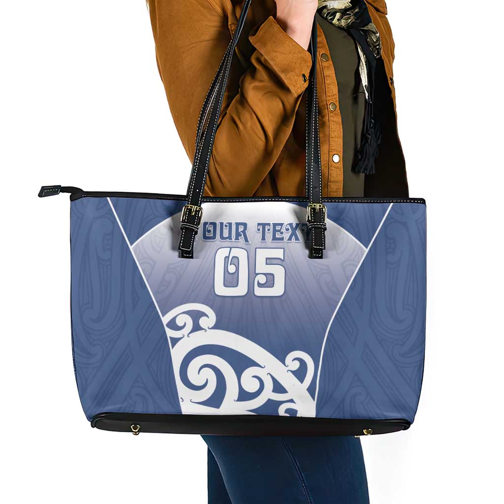 Custom New Zealand Aotea College Leather Tote Bag Maori Koru Pattern LT05 - Polynesian Pride