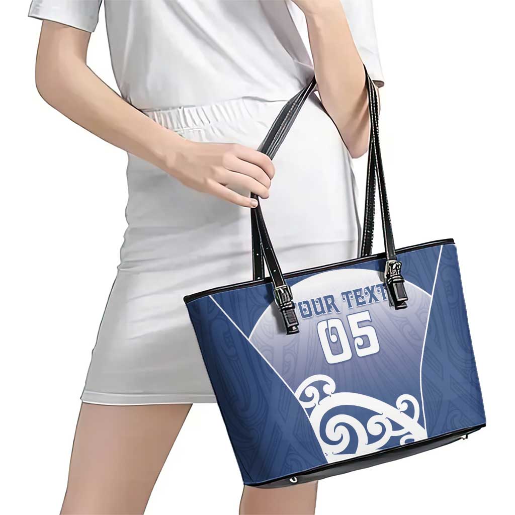 Custom New Zealand Aotea College Leather Tote Bag Maori Koru Pattern LT05 - Polynesian Pride