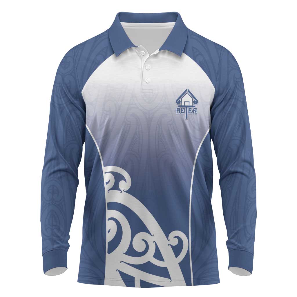Custom New Zealand Aotea College Long Sleeve Polo Shirt Maori Koru Pattern