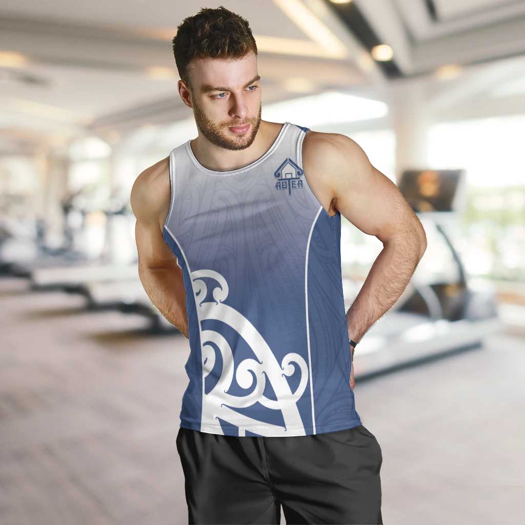 Custom New Zealand Aotea College Men Tank Top Maori Koru Pattern LT05 Blue - Polynesian Pride