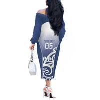 Custom New Zealand Aotea College Off The Shoulder Long Sleeve Dress Maori Koru Pattern