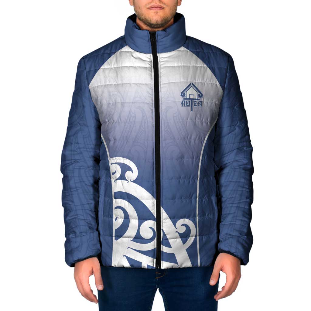 Custom New Zealand Aotea College Padded Jacket Maori Koru Pattern