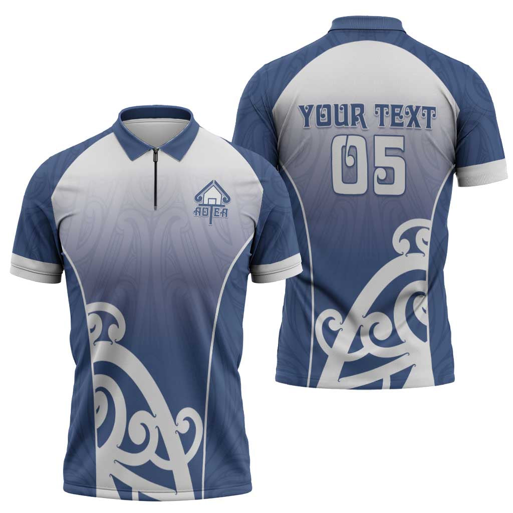 Custom New Zealand Aotea College Zipper Polo Shirt Maori Koru Pattern LT05 - Polynesian Pride
