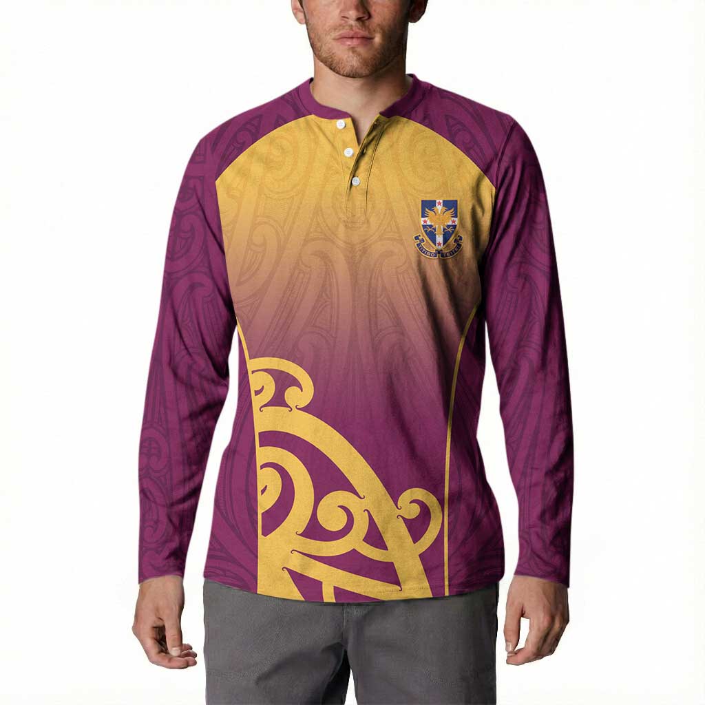 Custom Waiuku College Button Sweatshirt Maori Koru Pattern