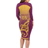 Custom Waiuku College Family Matching Long Sleeve Bodycon Dress and Hawaiian Shirt Maori Koru Pattern LT05 - Polynesian Pride