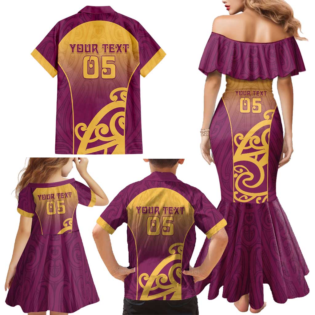 Custom Waiuku College Family Matching Mermaid Dress and Hawaiian Shirt Maori Koru Pattern LT05 - Polynesian Pride