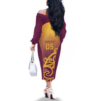 Custom Waiuku College Family Matching Off The Shoulder Long Sleeve Dress and Hawaiian Shirt Maori Koru Pattern LT05 - Polynesian Pride