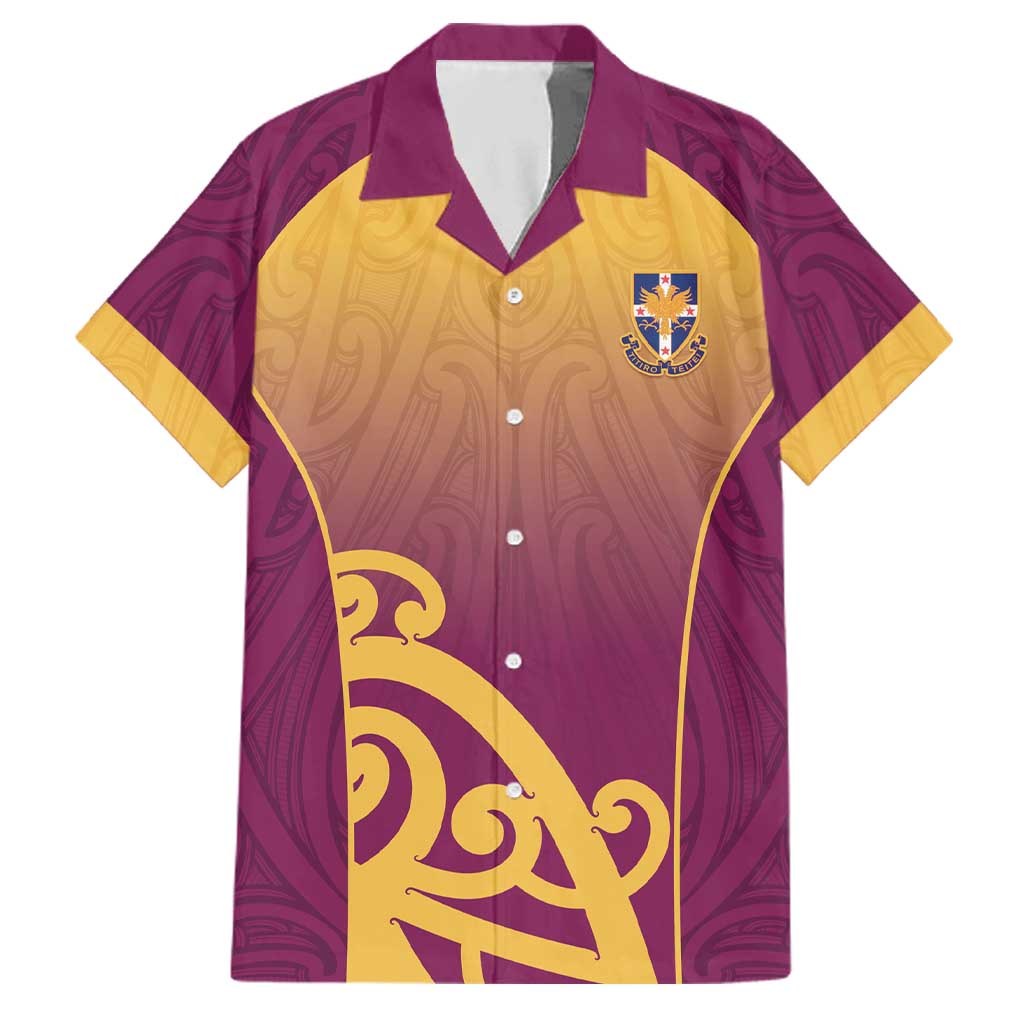 Custom Waiuku College Family Matching Off Shoulder Short Dress and Hawaiian Shirt Maori Koru Pattern LT05 Dad's Shirt - Short Sleeve Maroon - Polynesian Pride
