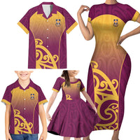 Custom Waiuku College Family Matching Short Sleeve Bodycon Dress and Hawaiian Shirt Maori Koru Pattern LT05 - Polynesian Pride