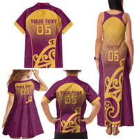 Custom Waiuku College Family Matching Tank Maxi Dress and Hawaiian Shirt Maori Koru Pattern LT05 - Polynesian Pride