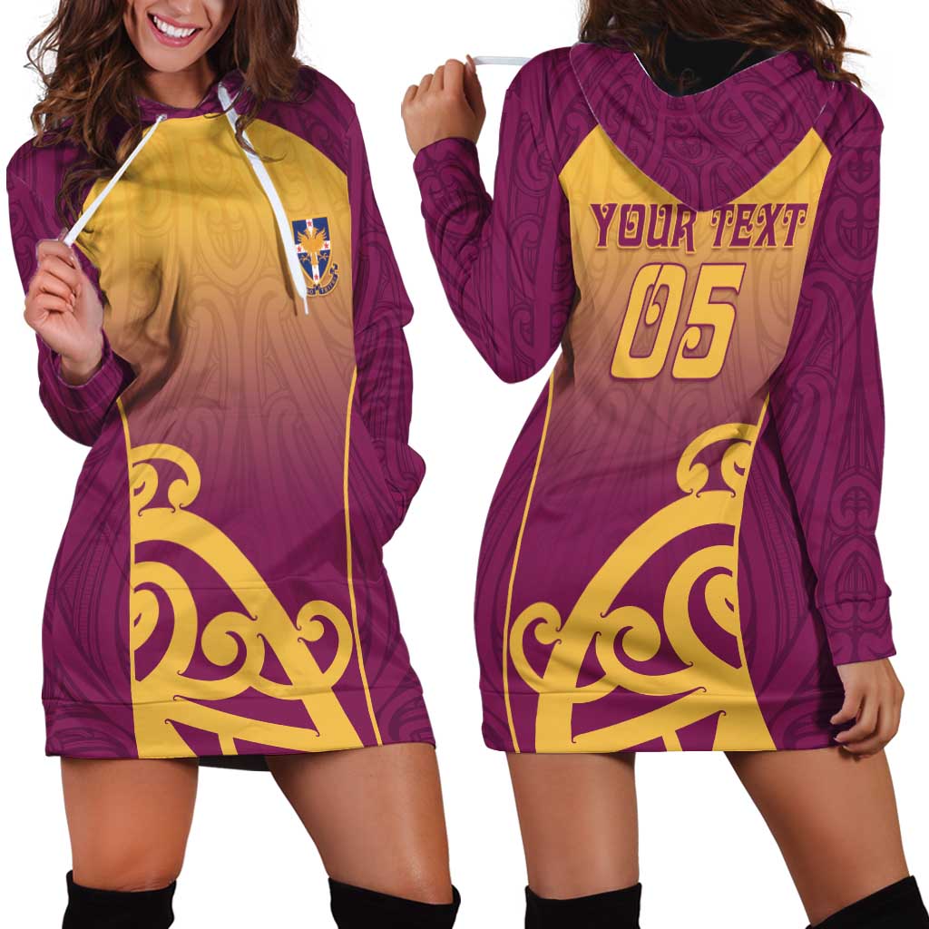 Custom Waiuku College Hoodie Dress Maori Koru Pattern