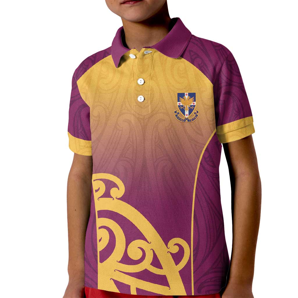 Custom Waiuku College Kid Polo Shirt Maori Koru Pattern