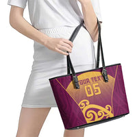 Custom Waiuku College Leather Tote Bag Maori Koru Pattern