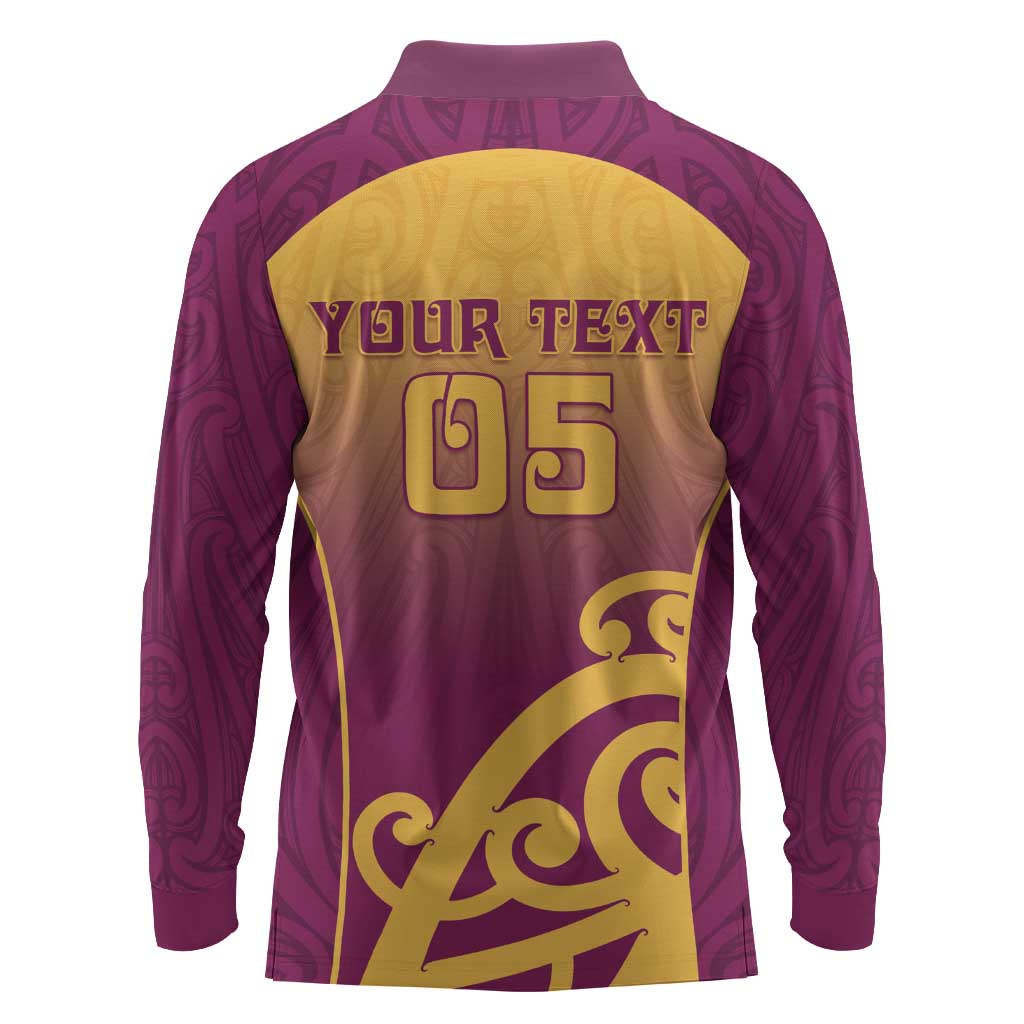 Custom Waiuku College Long Sleeve Polo Shirt Maori Koru Pattern LT05 - Polynesian Pride