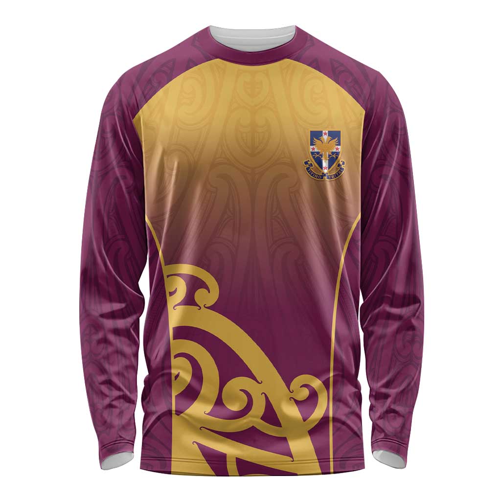 Custom Waiuku College Long Sleeve Shirt Maori Koru Pattern