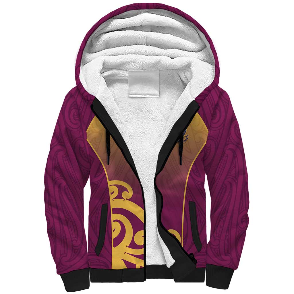 Custom Waiuku College Sherpa Hoodie Maori Koru Pattern