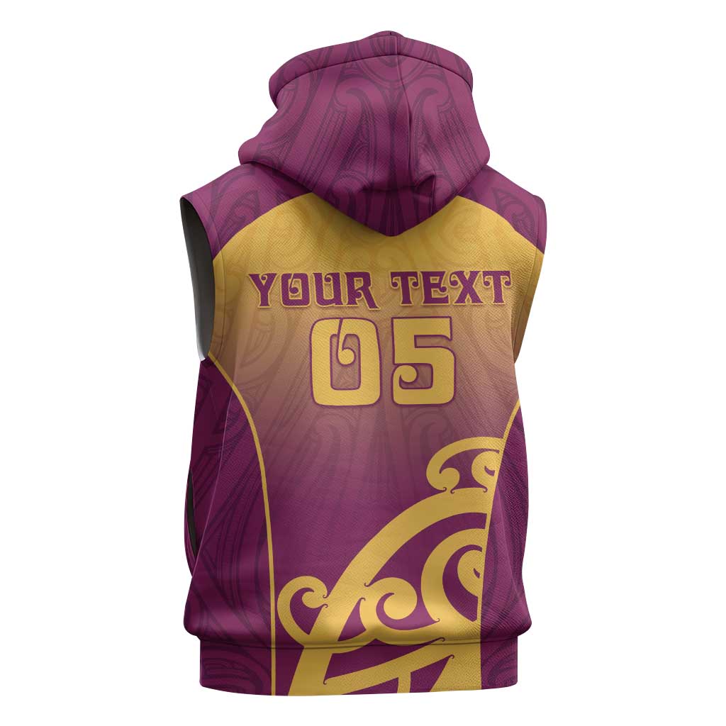 Custom Waiuku College Sleeveless Zip Hoodie Maori Koru Pattern LT05 - Polynesian Pride