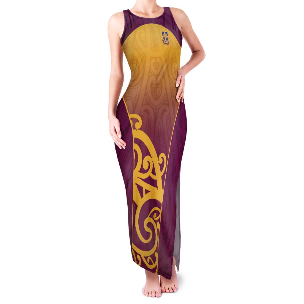 Custom Waiuku College Tank Maxi Dress Maori Koru Pattern
