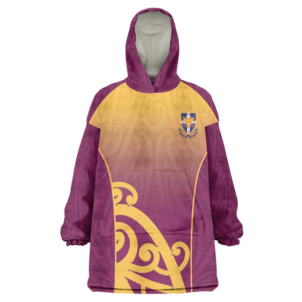 Custom Waiuku College Wearable Blanket Hoodie Maori Koru Pattern