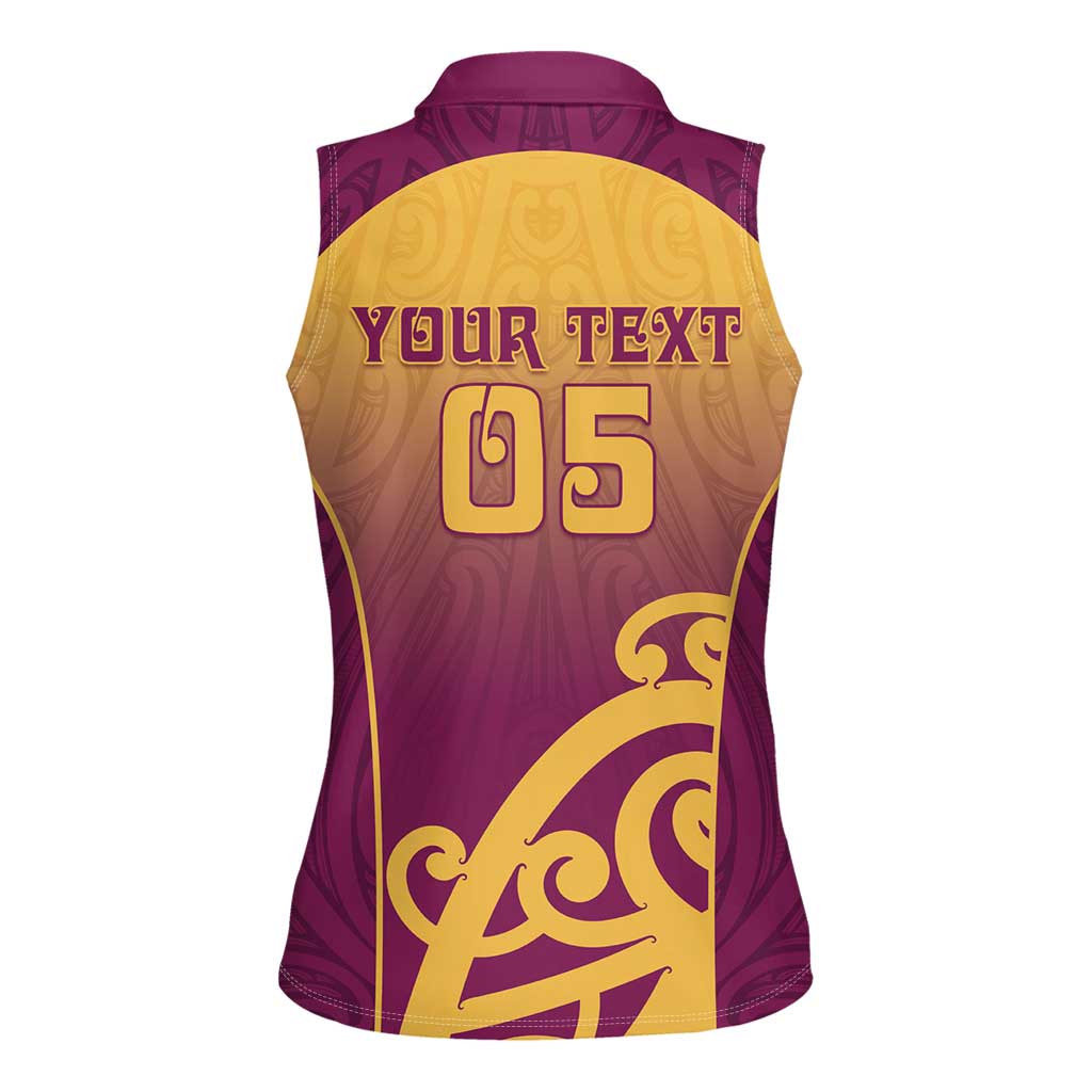 Custom Waiuku College Women Sleeveless Polo Shirt Maori Koru Pattern