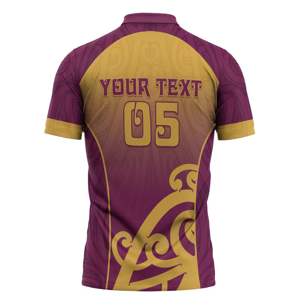 Custom Waiuku College Zipper Polo Shirt Maori Koru Pattern