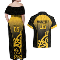 Custom Motueka High School Couples Matching Off Shoulder Maxi Dress and Hawaiian Shirt Maori Koru Pattern LT05 - Polynesian Pride