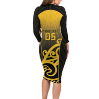 Custom Motueka High School Family Matching Long Sleeve Bodycon Dress and Hawaiian Shirt Maori Koru Pattern LT05 - Polynesian Pride