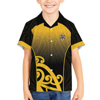 Custom Motueka High School Family Matching Long Sleeve Bodycon Dress and Hawaiian Shirt Maori Koru Pattern LT05 Son's Shirt Black - Polynesian Pride