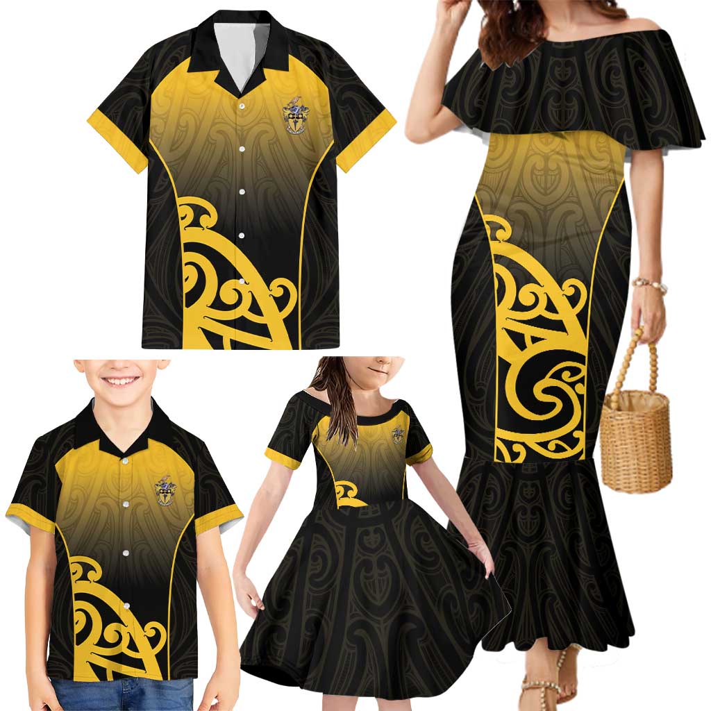 Custom Motueka High School Family Matching Mermaid Dress and Hawaiian Shirt Maori Koru Pattern LT05 - Polynesian Pride