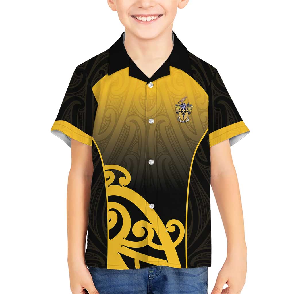 Custom Motueka High School Family Matching Mermaid Dress and Hawaiian Shirt Maori Koru Pattern LT05 Son's Shirt Black - Polynesian Pride