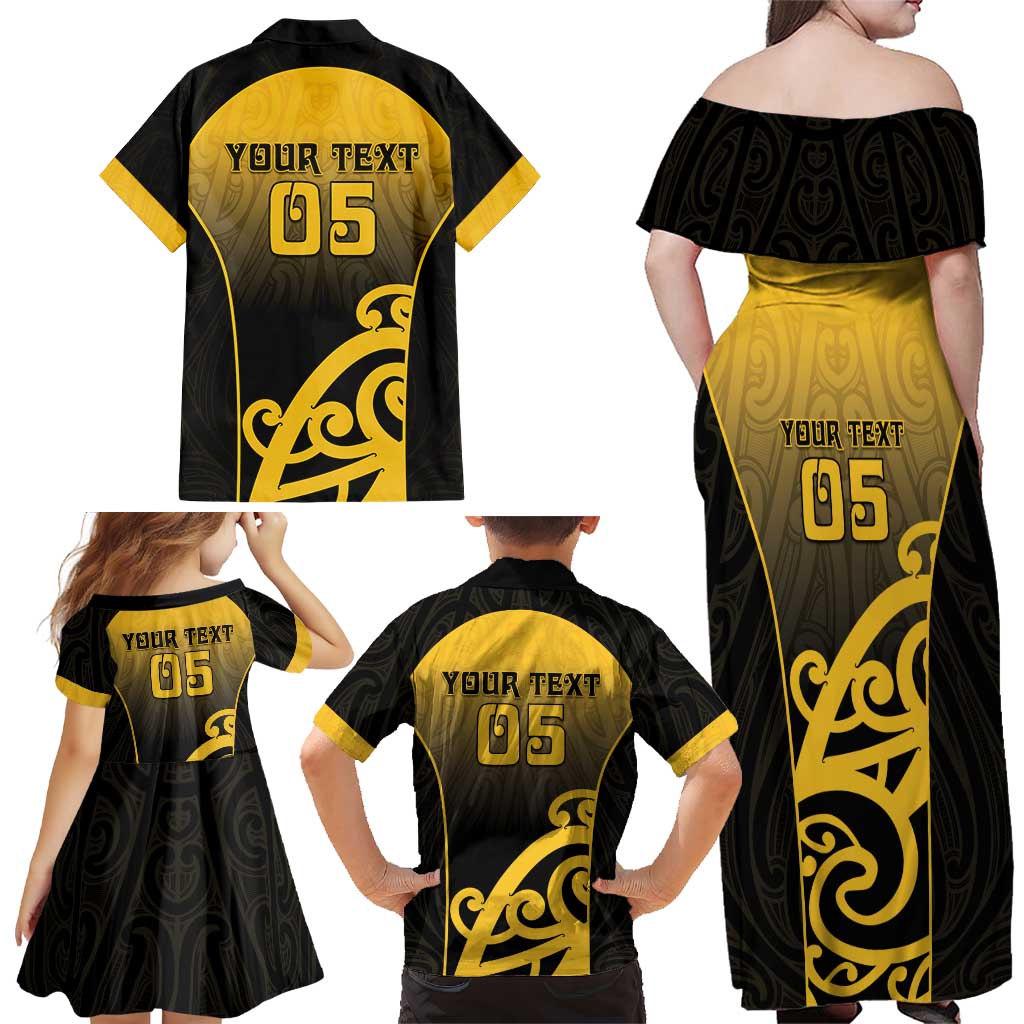 Custom Motueka High School Family Matching Off Shoulder Maxi Dress and Hawaiian Shirt Maori Koru Pattern LT05 - Polynesian Pride