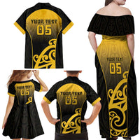 Custom Motueka High School Family Matching Off Shoulder Maxi Dress and Hawaiian Shirt Maori Koru Pattern LT05 - Polynesian Pride