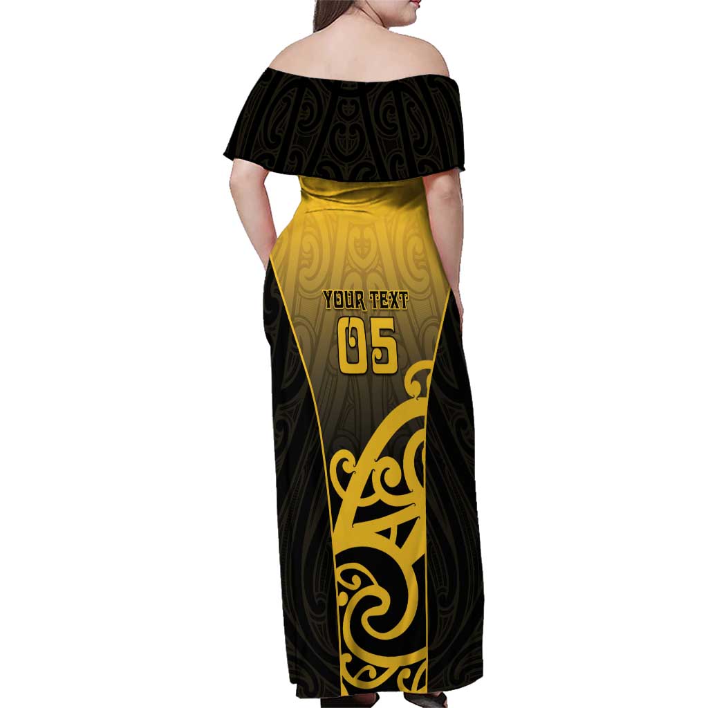 Custom Motueka High School Family Matching Off Shoulder Maxi Dress and Hawaiian Shirt Maori Koru Pattern LT05 - Polynesian Pride