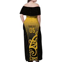 Custom Motueka High School Family Matching Off Shoulder Maxi Dress and Hawaiian Shirt Maori Koru Pattern LT05 - Polynesian Pride
