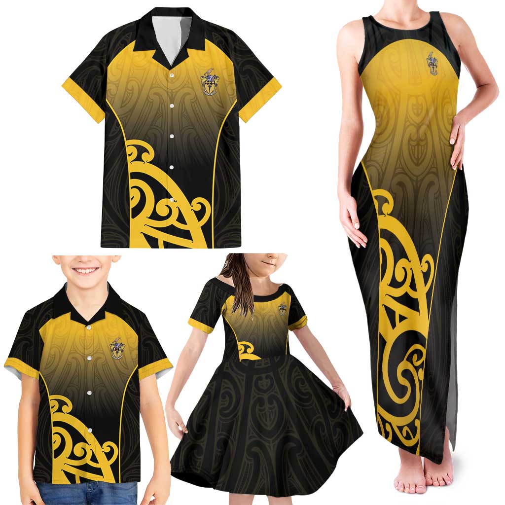 Custom Motueka High School Family Matching Tank Maxi Dress and Hawaiian Shirt Maori Koru Pattern LT05 - Polynesian Pride
