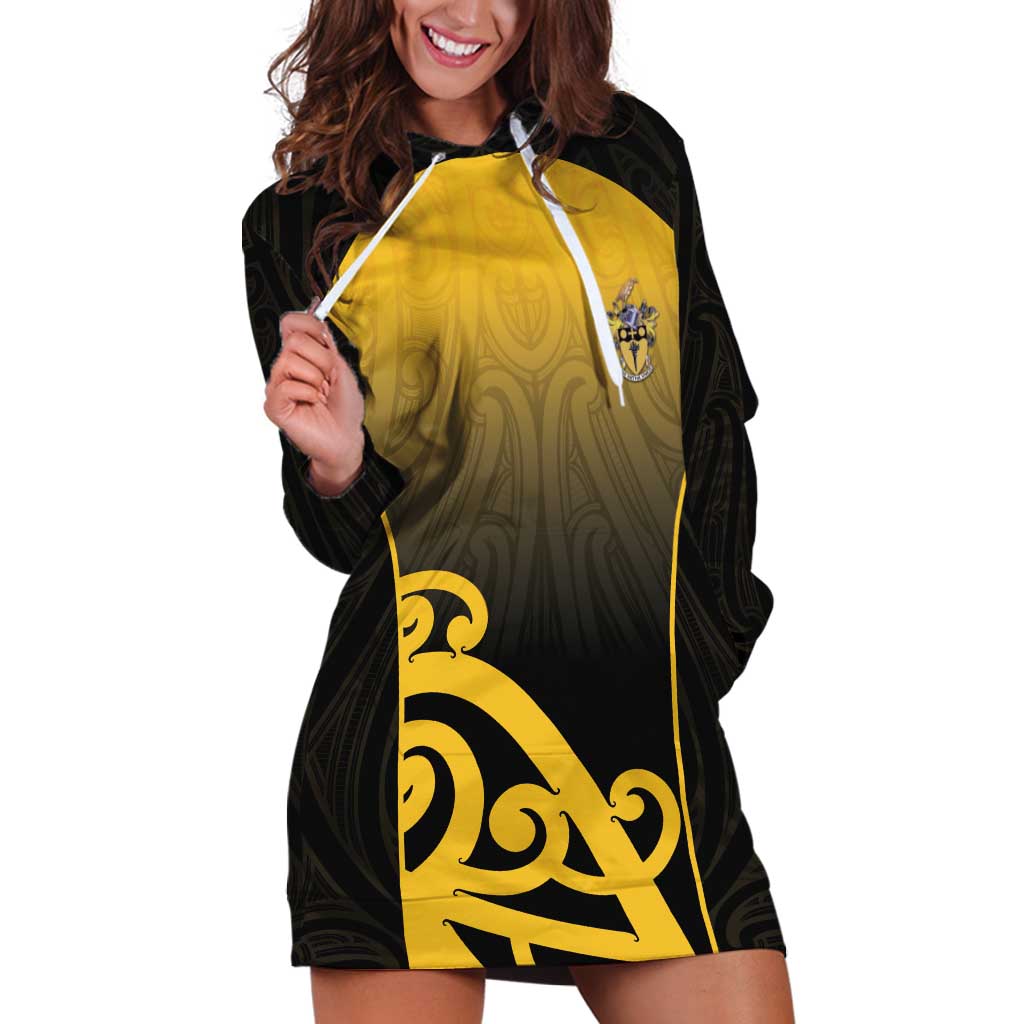 Custom Motueka High School Hoodie Dress Maori Koru Pattern