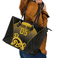 Custom Motueka High School Leather Tote Bag Maori Koru Pattern