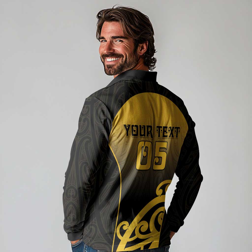 Custom Motueka High School Long Sleeve Polo Shirt Maori Koru Pattern