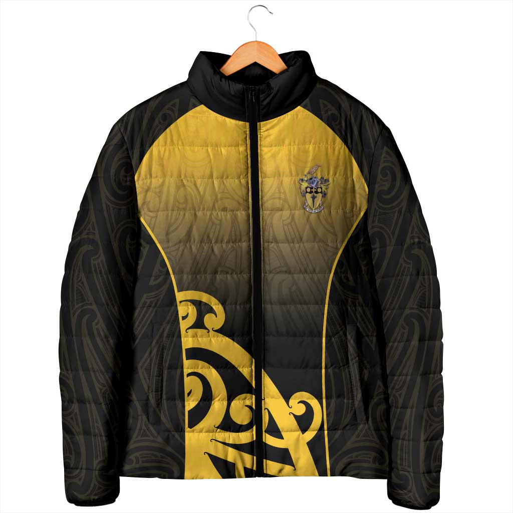 Custom Motueka High School Padded Jacket Maori Koru Pattern