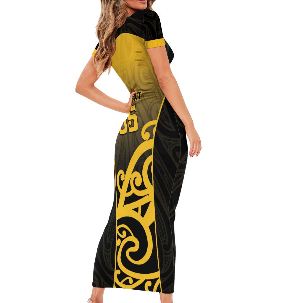 Custom Motueka High School Short Sleeve Bodycon Dress Maori Koru Pattern