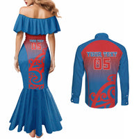 Custom St Joseph's Maori Girls' College Couples Matching Mermaid Dress and Long Sleeve Button Shirt Maori Koru Pattern LT05 - Polynesian Pride