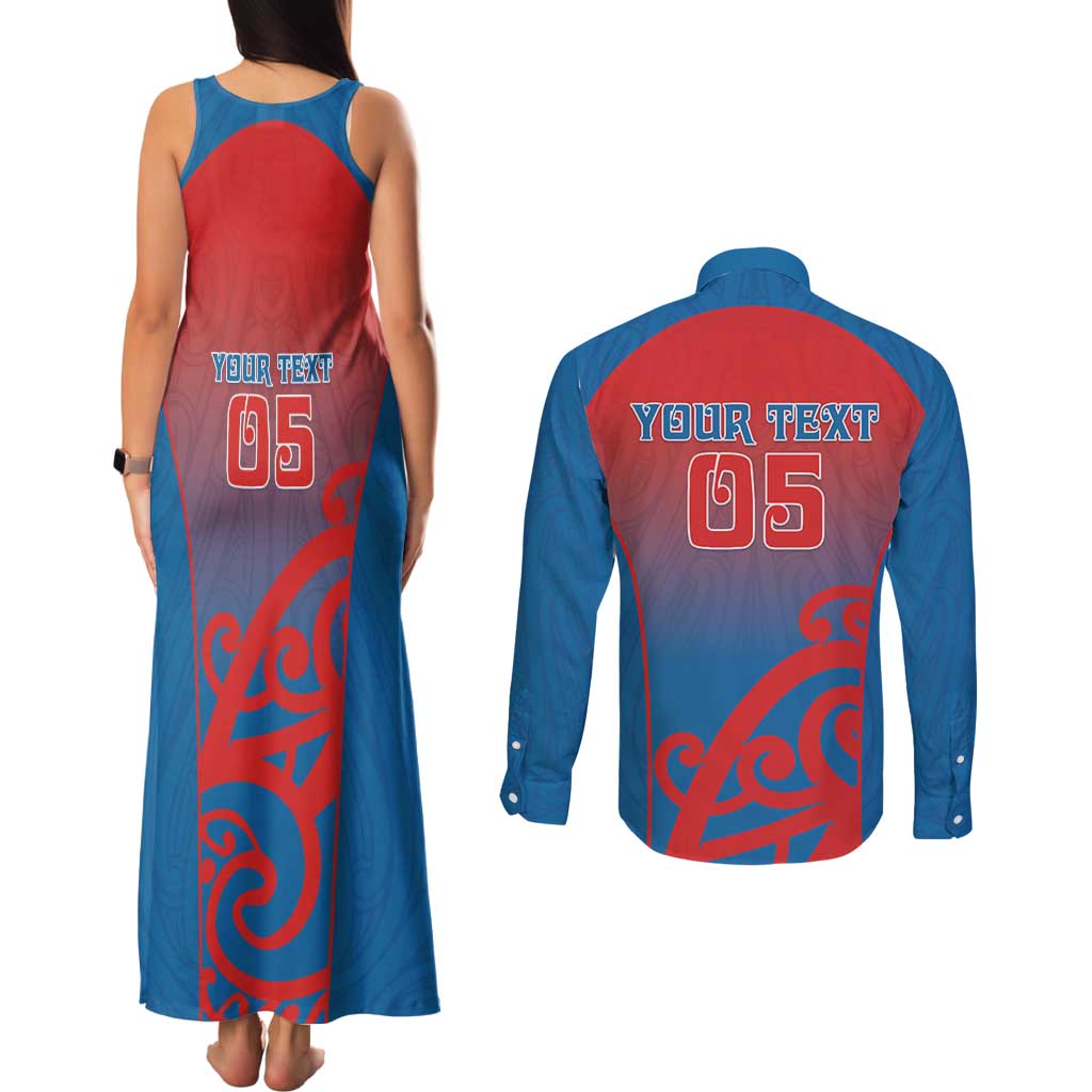 Custom St Joseph's Maori Girls' College Couples Matching Tank Maxi Dress and Long Sleeve Button Shirt Maori Koru Pattern LT05 - Polynesian Pride