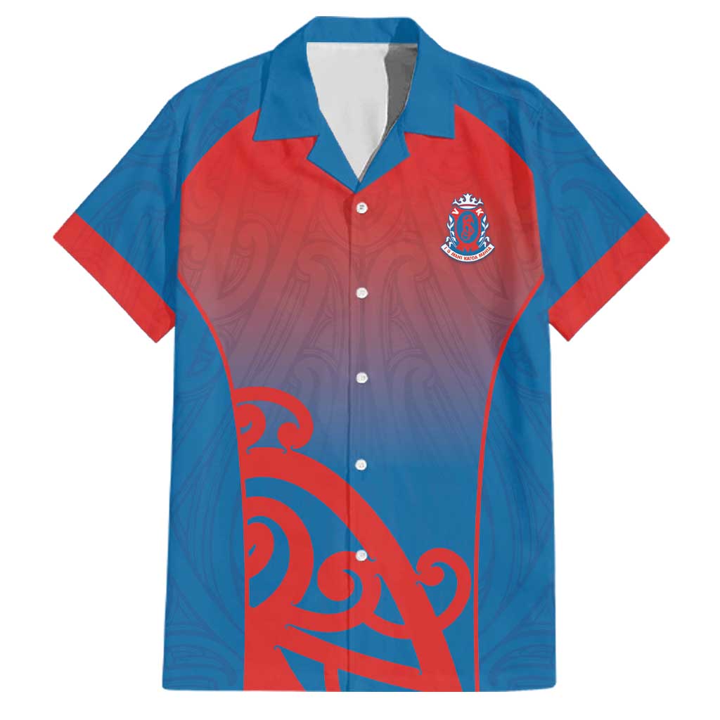 Custom St Joseph's Maori Girls' College Family Matching Short Sleeve Bodycon Dress and Hawaiian Shirt Maori Koru Pattern LT05 Dad's Shirt - Short Sleeve Blue - Polynesian Pride
