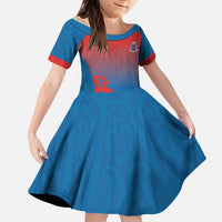Custom St Joseph's Maori Girls' College Kid Short Sleeve Dress Maori Koru Pattern LT05 KID Blue - Polynesian Pride