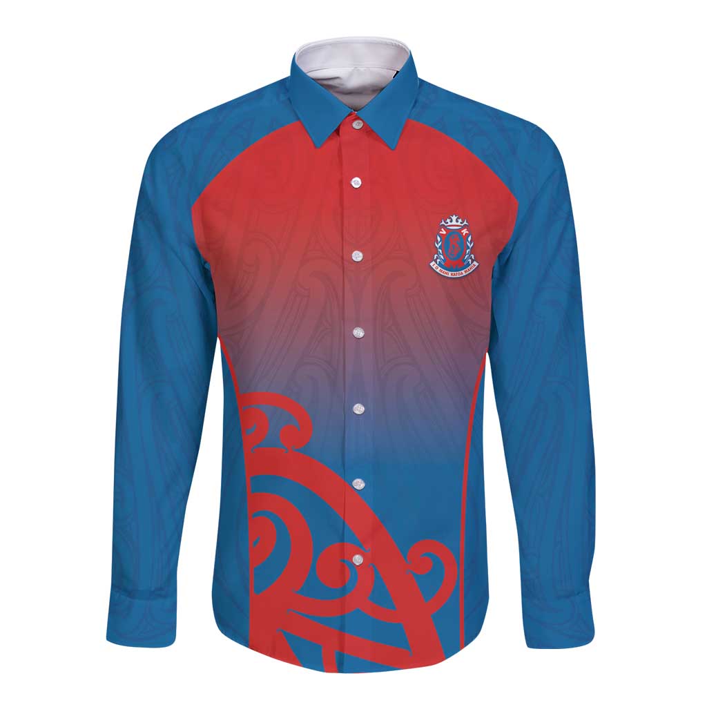 Custom St Joseph's Maori Girls' College Long Sleeve Button Shirt Maori Koru Pattern