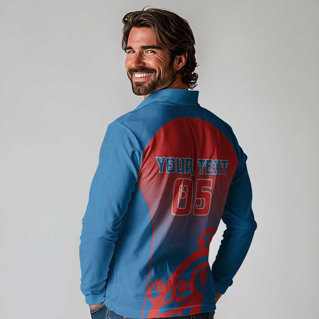 Custom St Joseph's Maori Girls' College Long Sleeve Polo Shirt Maori Koru Pattern